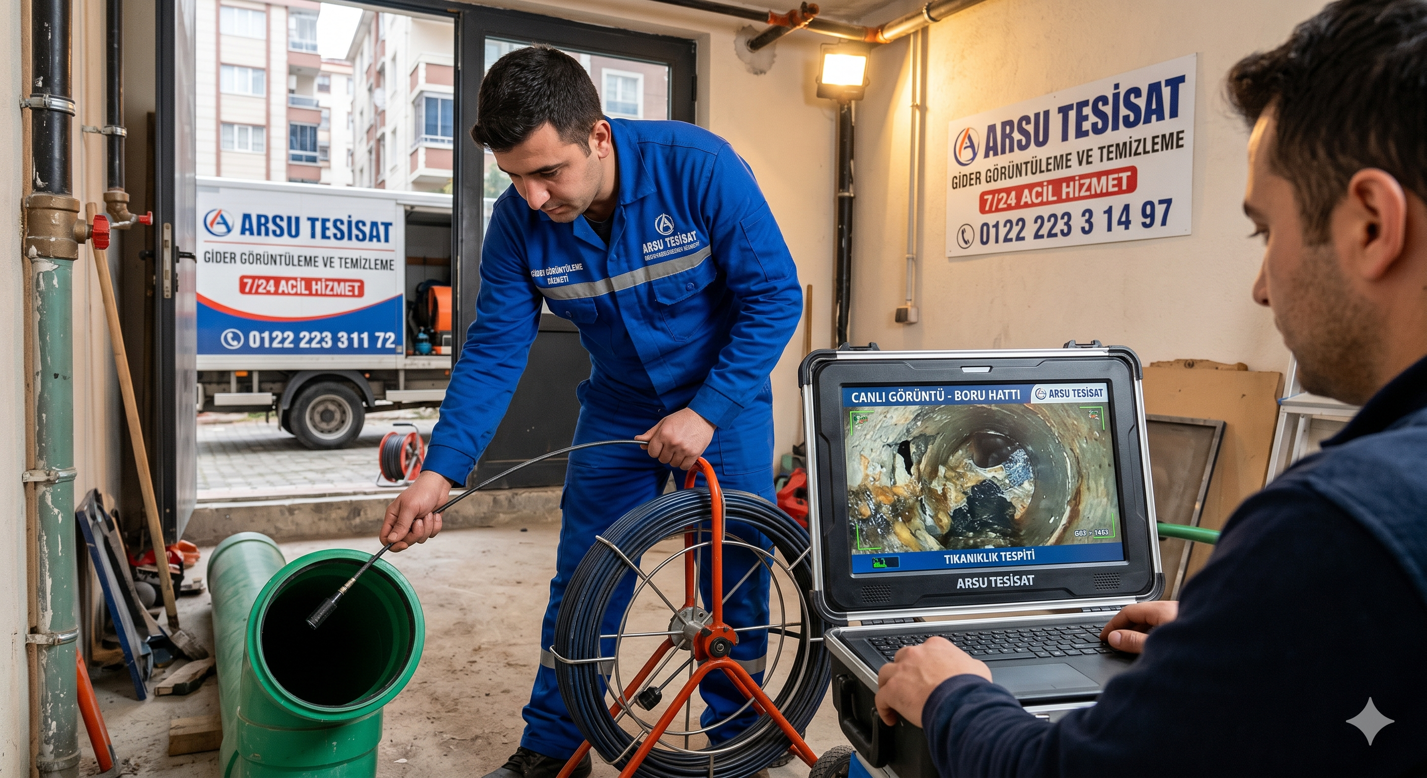 Robotla Tıkanıklık Açma ve Kameralı Gider Görüntüleme